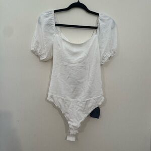 Lulu's White Puff Sleeve Bodysuit